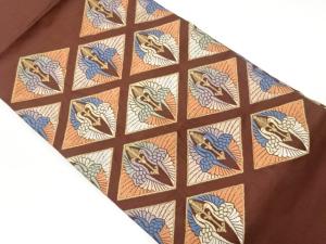 向かい鶴菱模様織出し名古屋帯